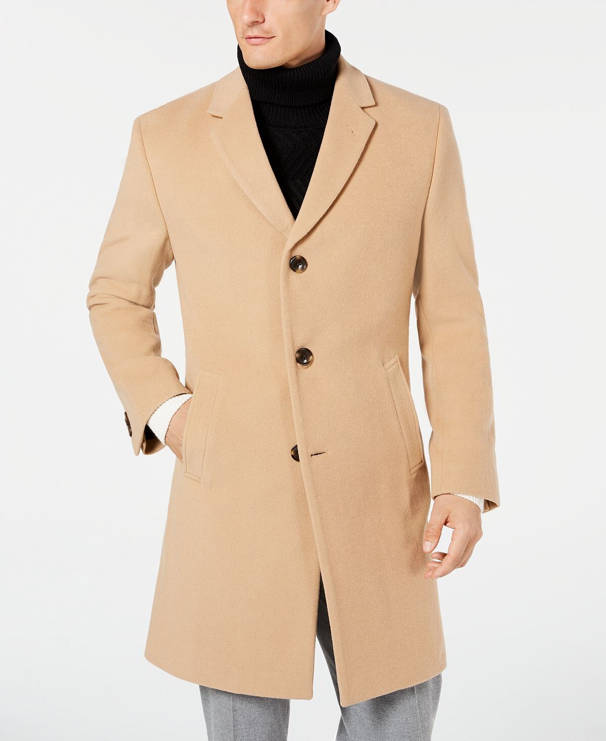 

Мужское однотонное пальто barge classic fit из смеси шерсти и кашемира Nautica
