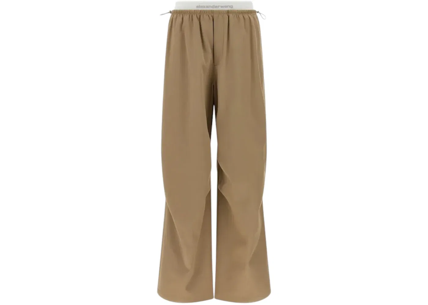 Женские брюки с принтом Articulated Knee Mid-Rise Logo Elastic Alexander Wang, Warm Taupe
