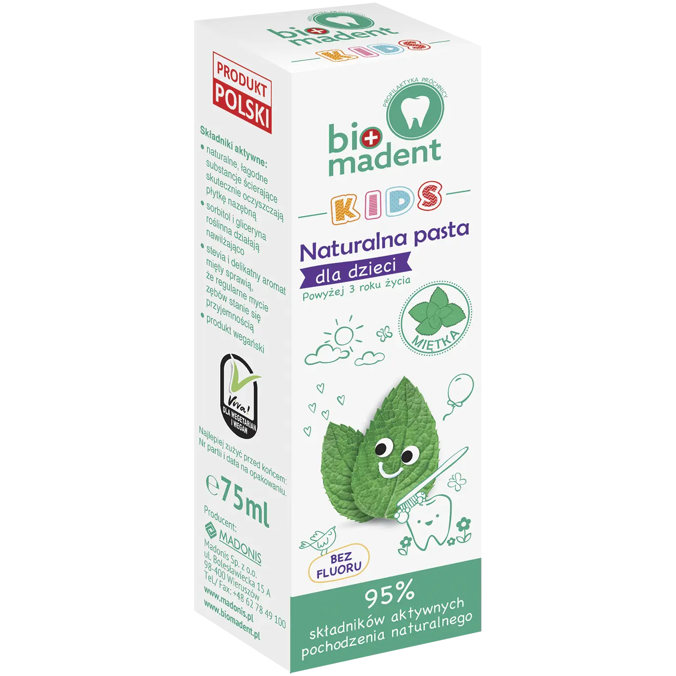 

Bio Madent Kids зубная паста для детей, 75 мл