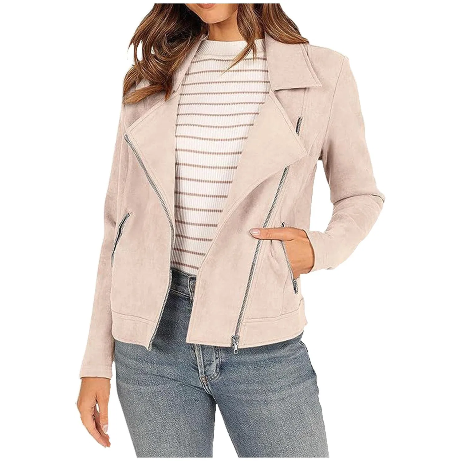 Женская куртка с коротким рукавом из замши Elegant Retro, бренд, Beige