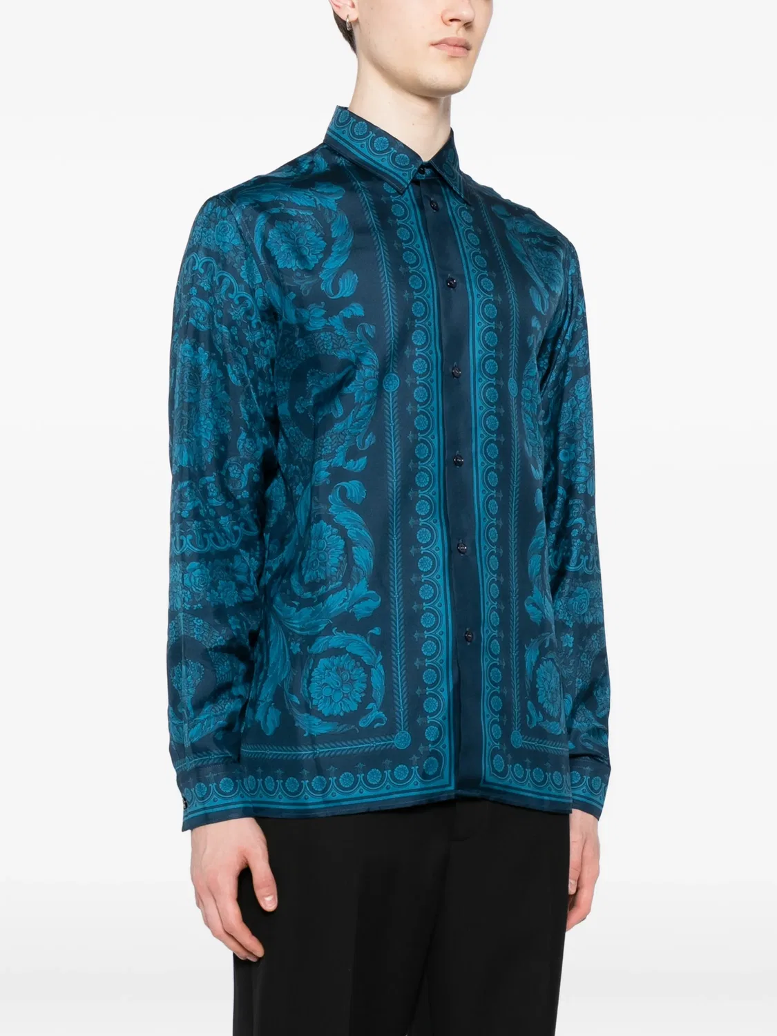 Рубашка Барокко Versace, синий — фото 4