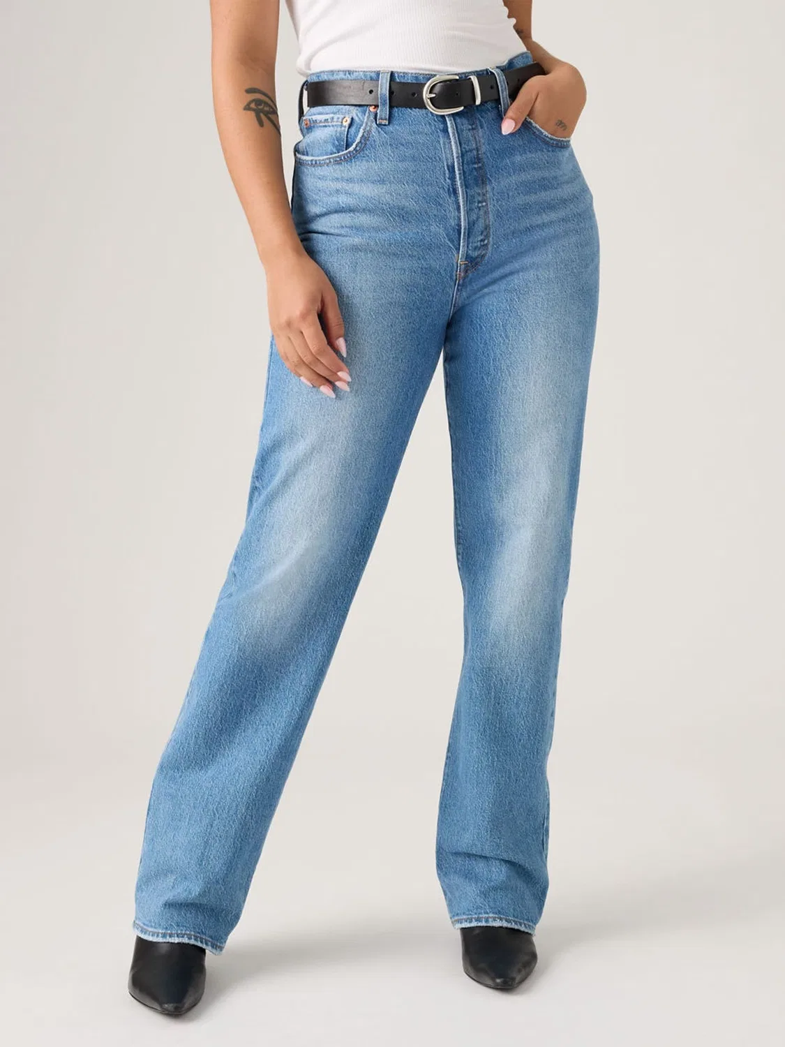 Джинсы с высокой посадкой, клеш, Ribcage Levi's, синие