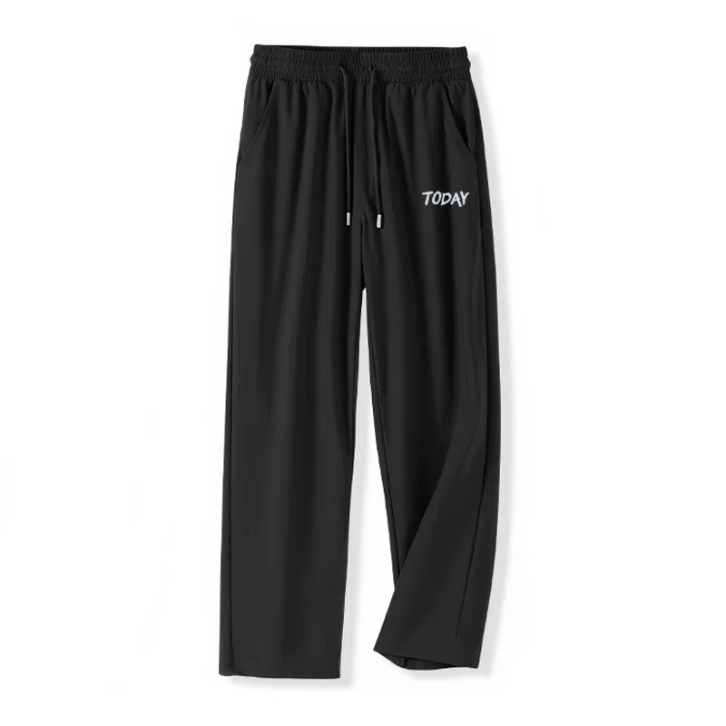 Детские брюки прямого кроя [Ice Silk Cooling]Black (Ma Chang Blue Graffiti Pants Logo) MINISO, Black