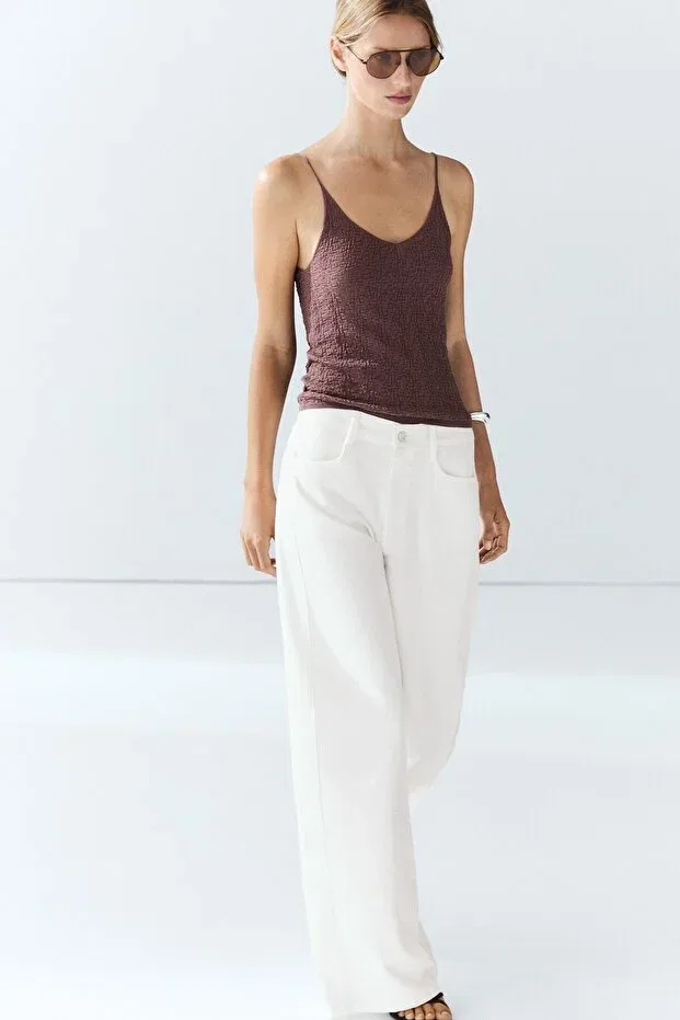 Женские джинсы широкие Massimo Dutti, White — фото 2