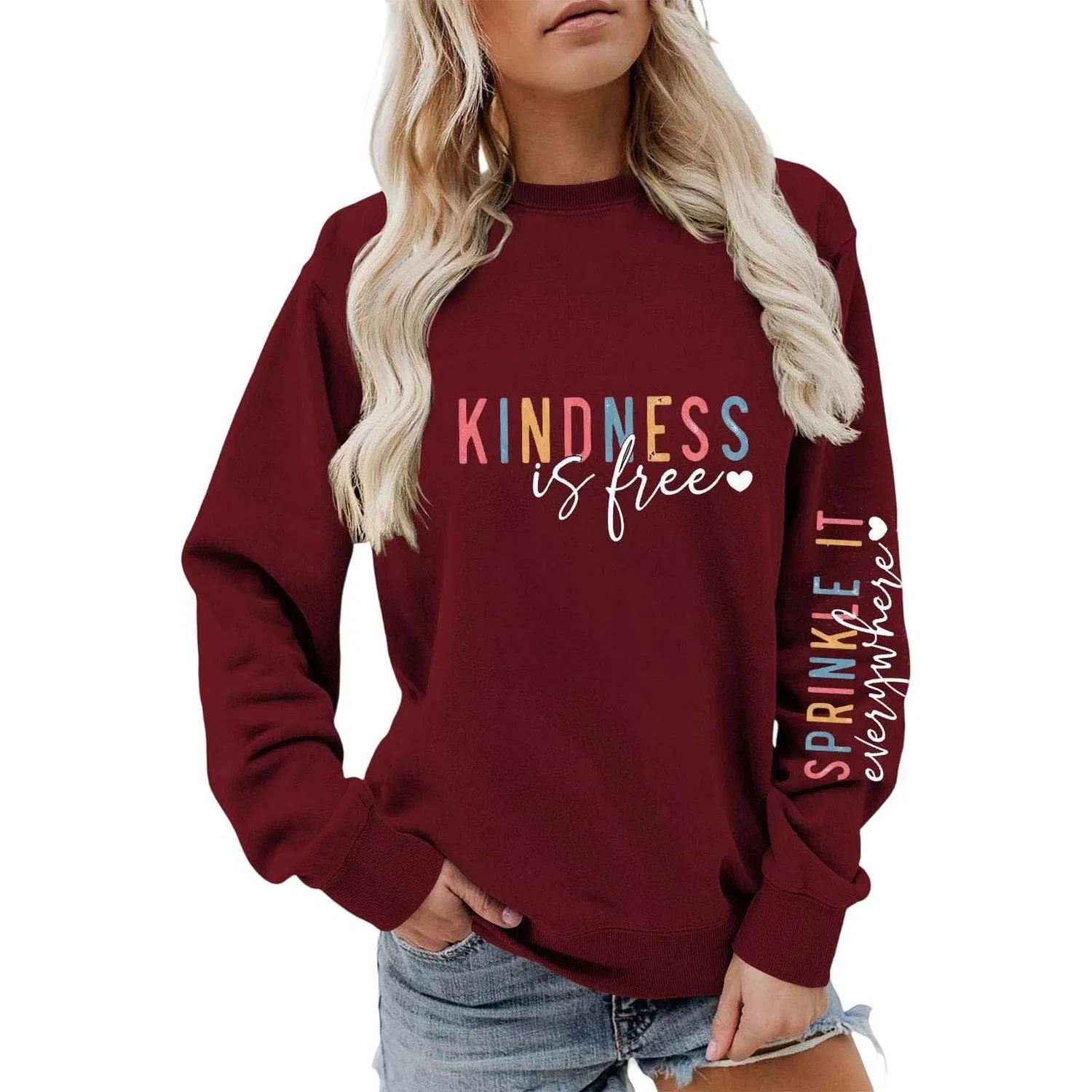 Женский свитшот с капюшоном с принтом Casual Letter Print, Wine