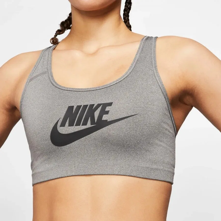 Спортивный бюстгальтер Nike Swoosh Futura, Черно-серо-серебристый