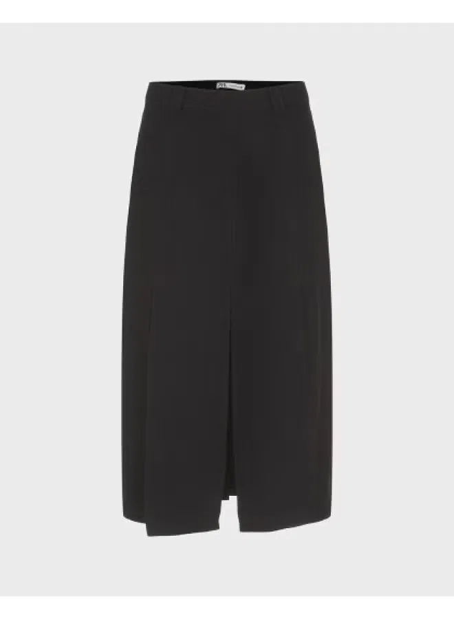 Zara Юбка длинная с разрезом, черная