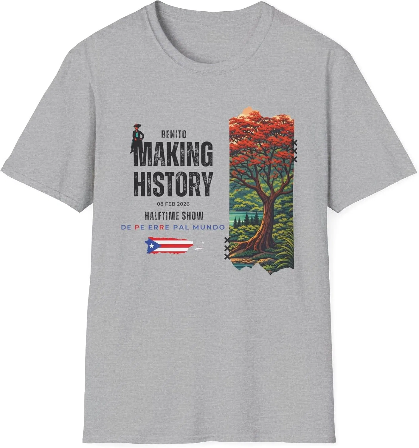 Мужская футболка с принтом Puerto Rico Football Shirt, серый меланж