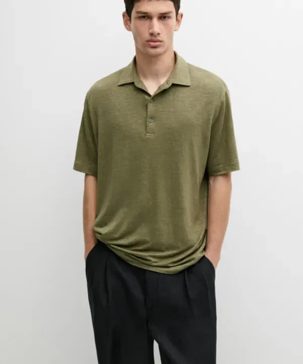 Поло с коротким рукавом 100% лен, Massimo Dutti