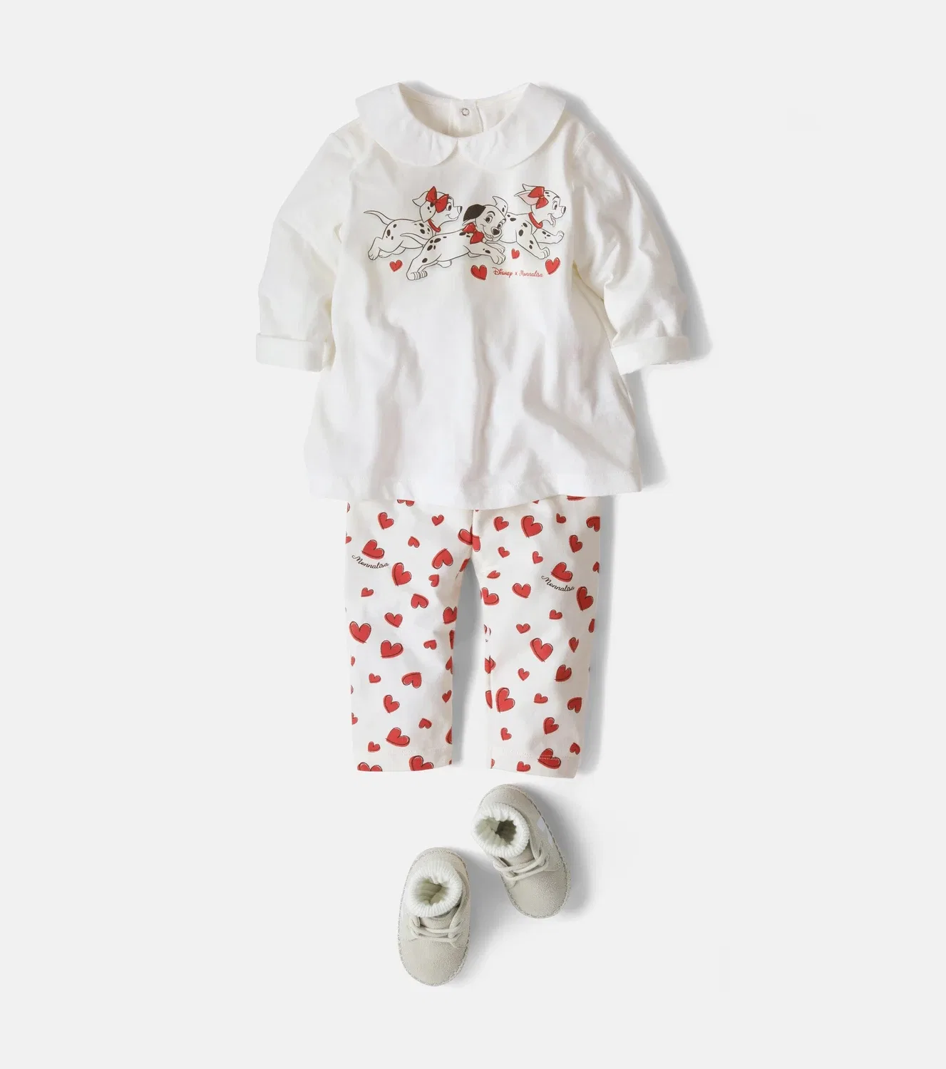 Комплект из футболки и брюк с принтом Disney Baby Monnalisa, белый — фото 2