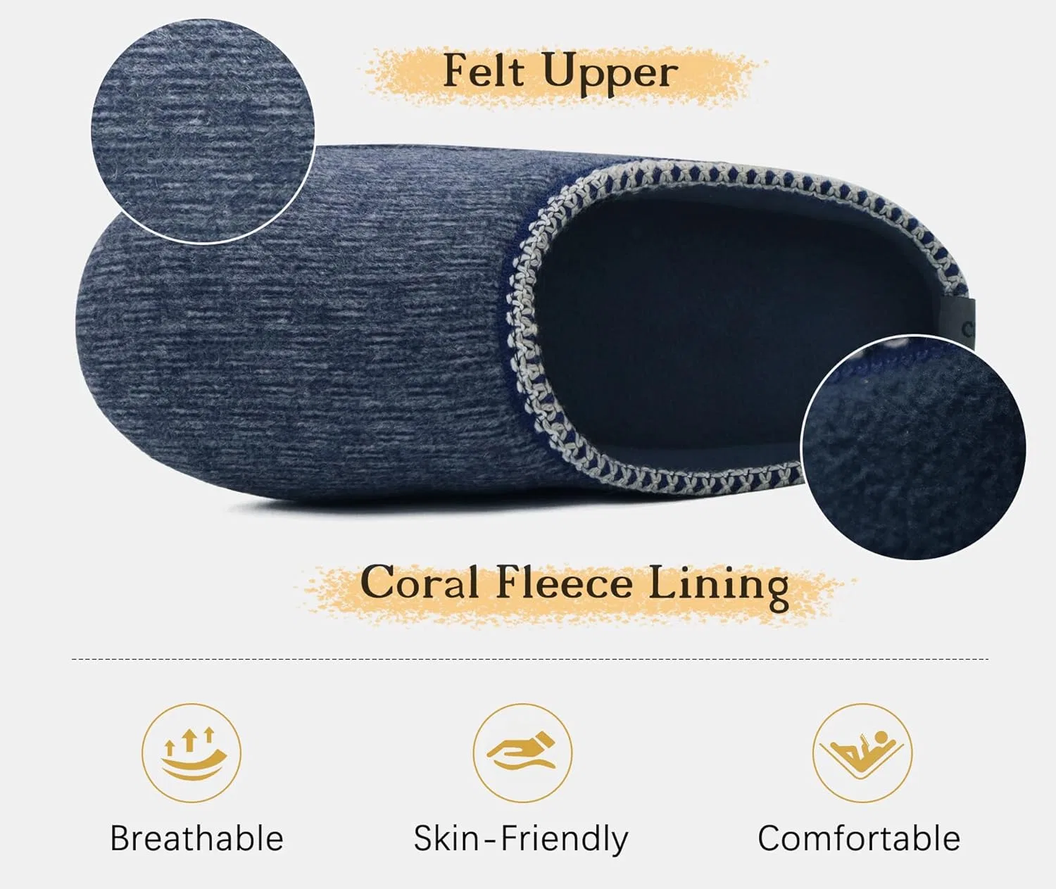 Мужские мягкие тапочки COFACE Cuddly Mules, удобные тапочки из пены с эффектом памяти, мягкие домашние тапочки для мужчин, для дома и улицы, Navy — фото 4