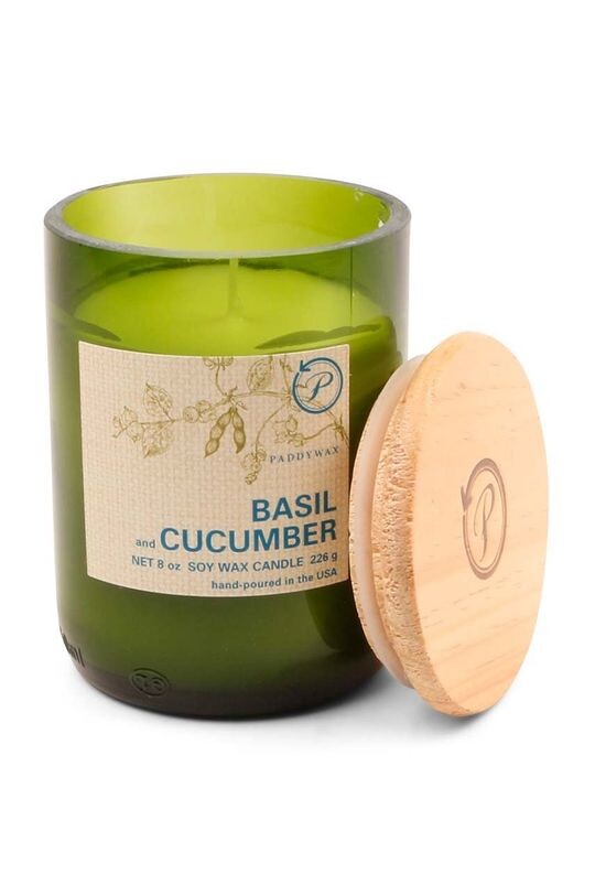 

Свечи ароматические соевые Василий и Огурец 226г Paddywax, зеленый