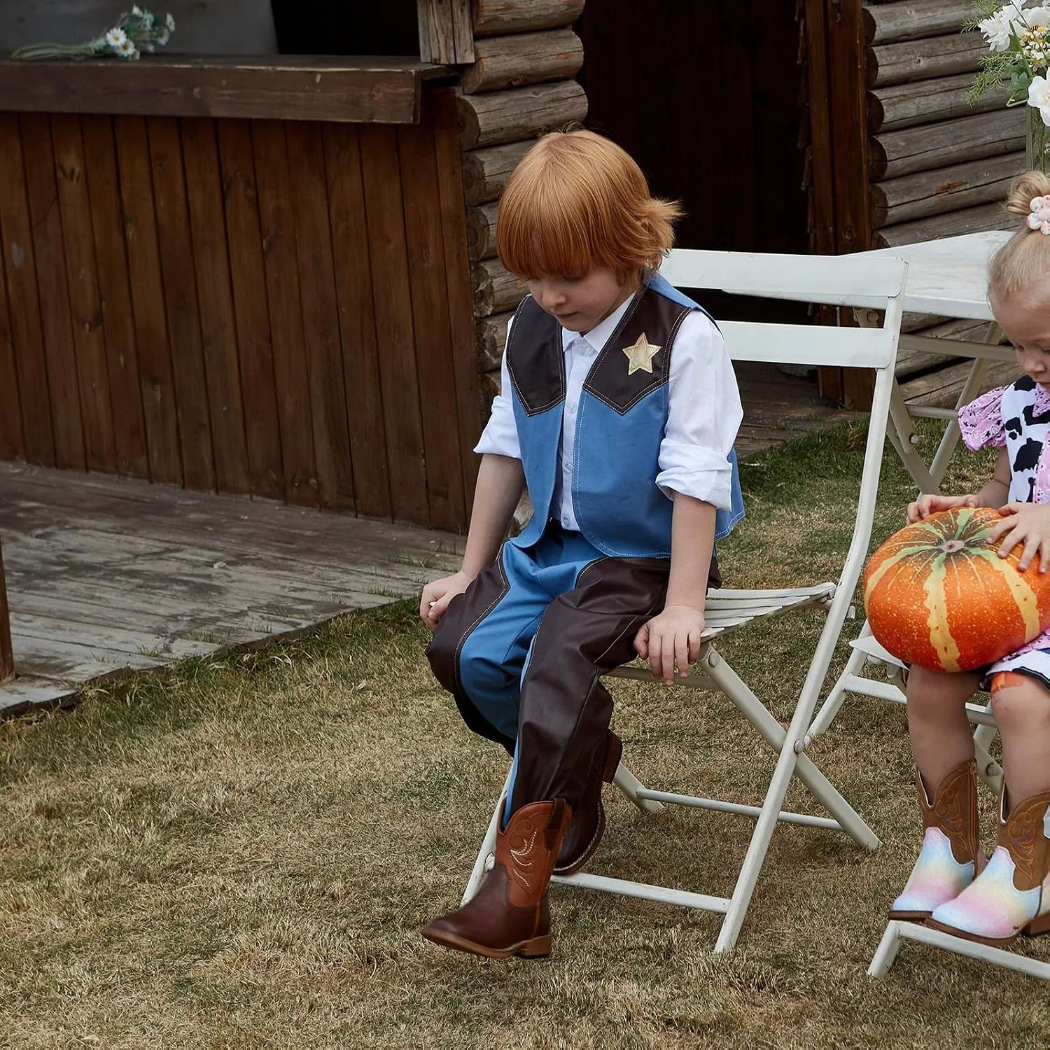 Детские сапоги-казаки для девочек и мальчиков IUV KIDS, Yellow Brown — фото 3