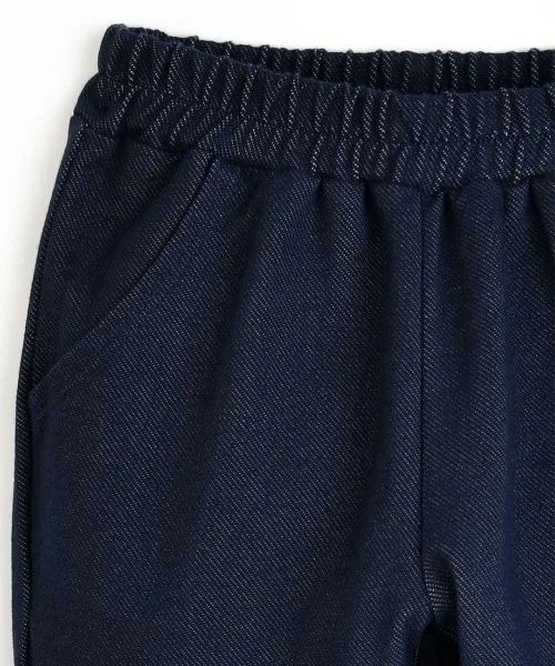 Детские джинсовые брюки из твила с вышивкой, модель Cat Twill Denim Pants, moimoln, Navy — фото 4