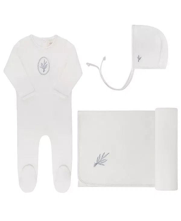 Детский комплект велюровый с цветочным принтом Take Me Home Set Ely'S & Co., Ivory/Blue