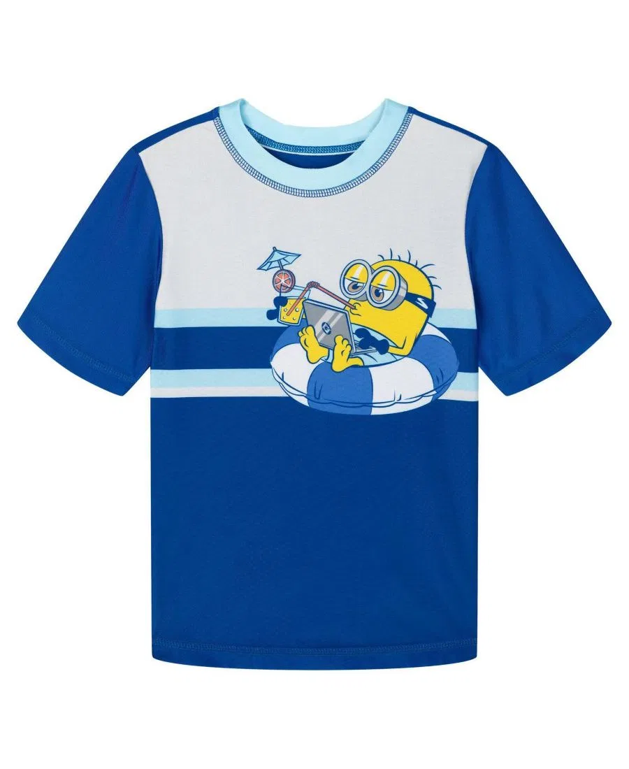 Комплект плавательной одежды для мальчиков с рашгардом и плавками Minions, Navy Light Blue — фото 2