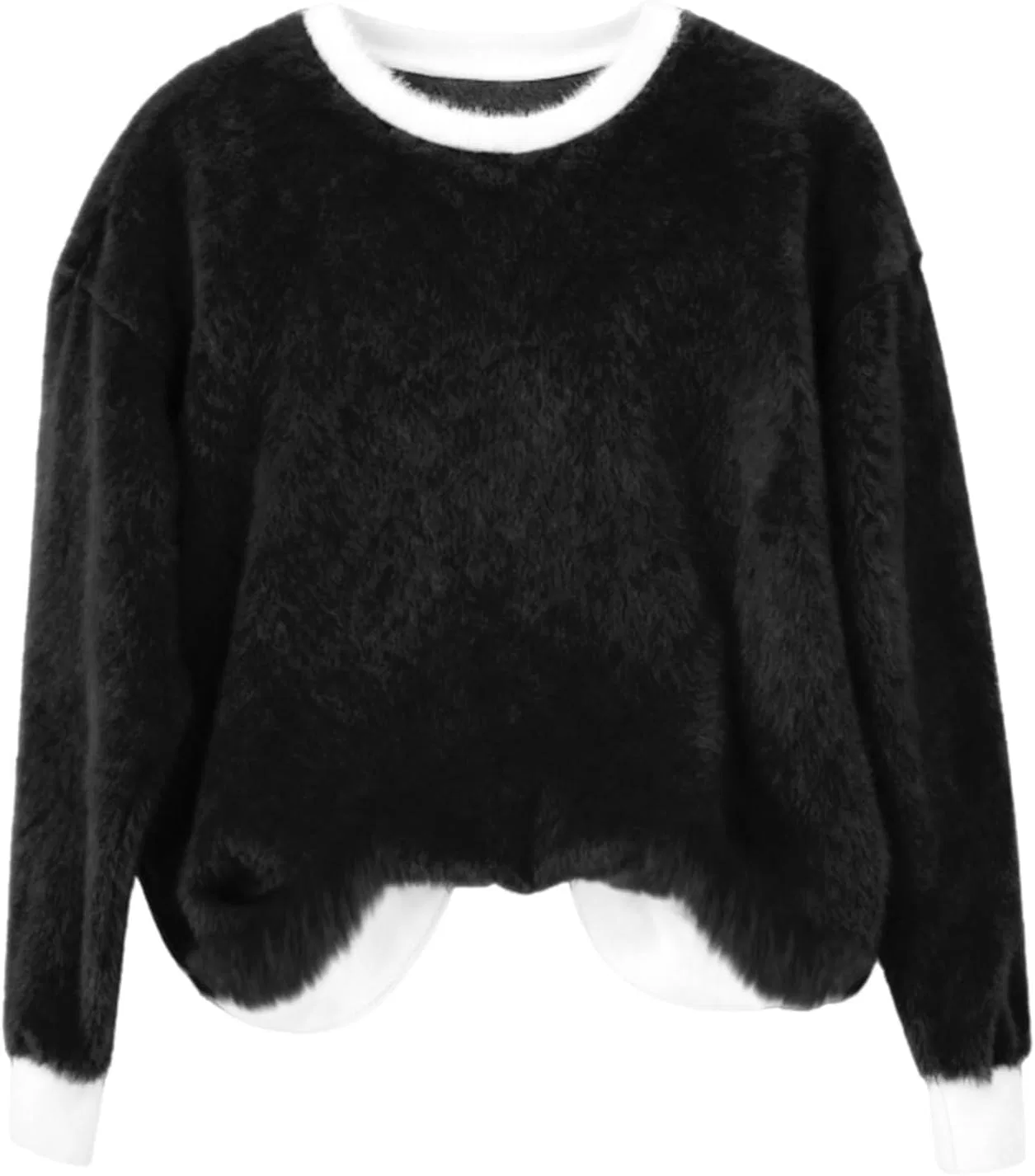 Женский свитшот с высоким воротником, модель Winter Fuzzy, чёрный