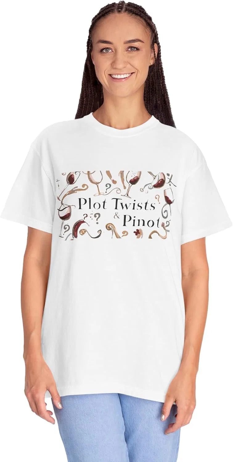 Женская футболка с принтом Plot Twists & Pinot, белый — фото 2
