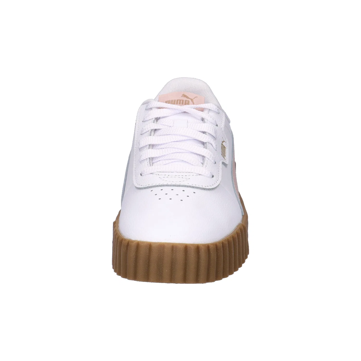 Детские кроссовки с кожаным верхом Puma Carina 3.0 Jr, Цвет Weiss / Konigliches Lila / Weiss — фото 3