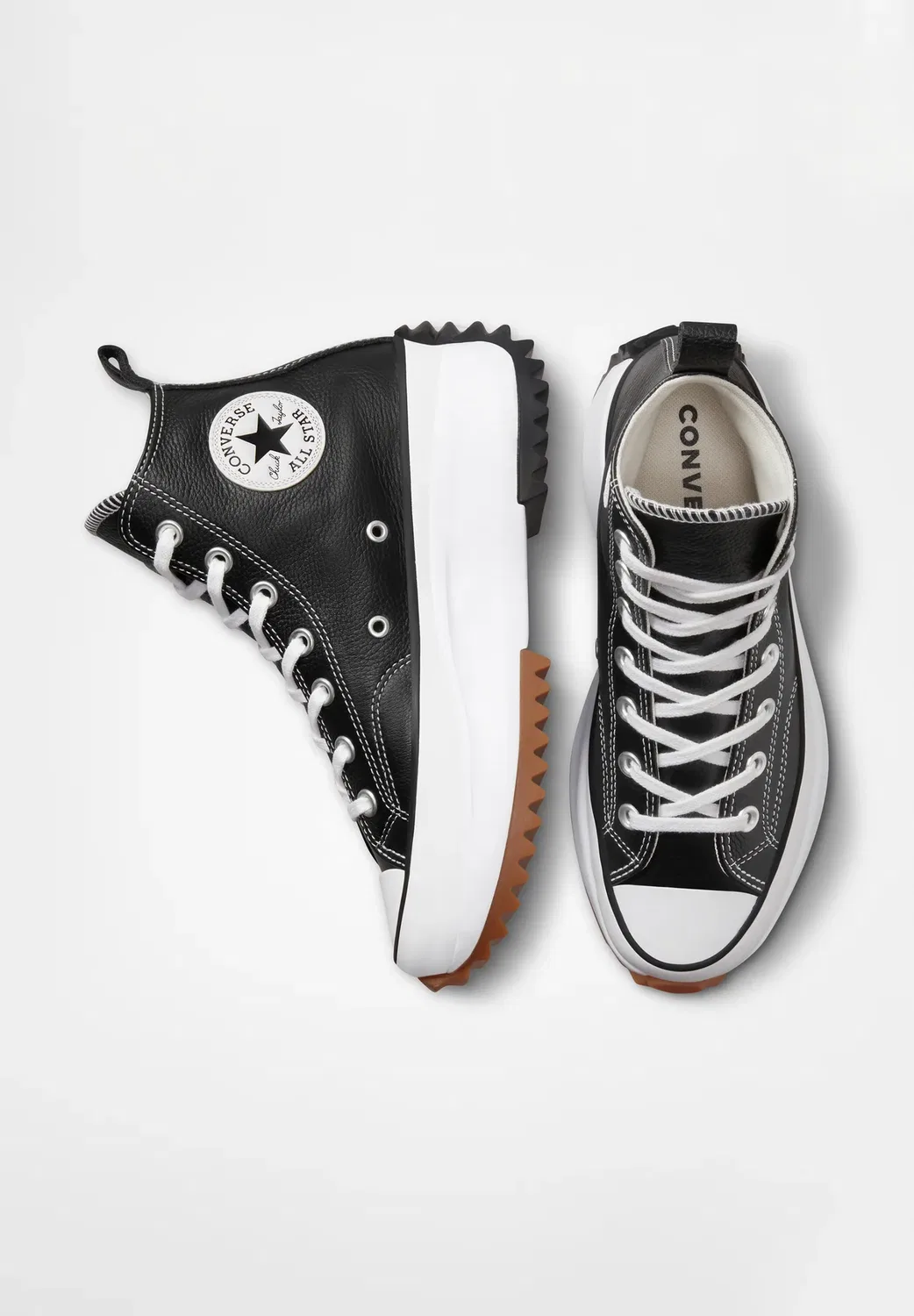 Run star - высокие кроссовки Converse, Black White Gum — фото 3