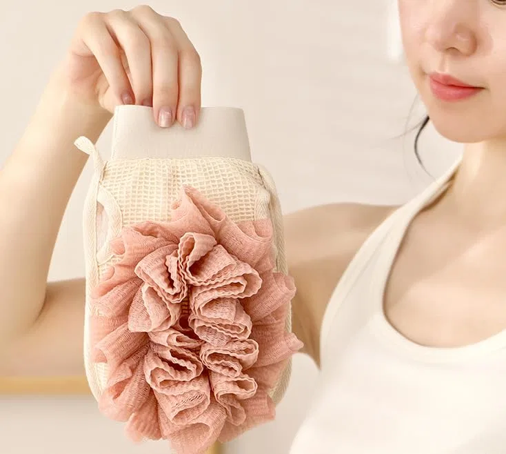 Мочалка для душа двусторонняя, KIGPOR, набор 2 шт, 12 x 12 x 12 см, Rose — фото 2