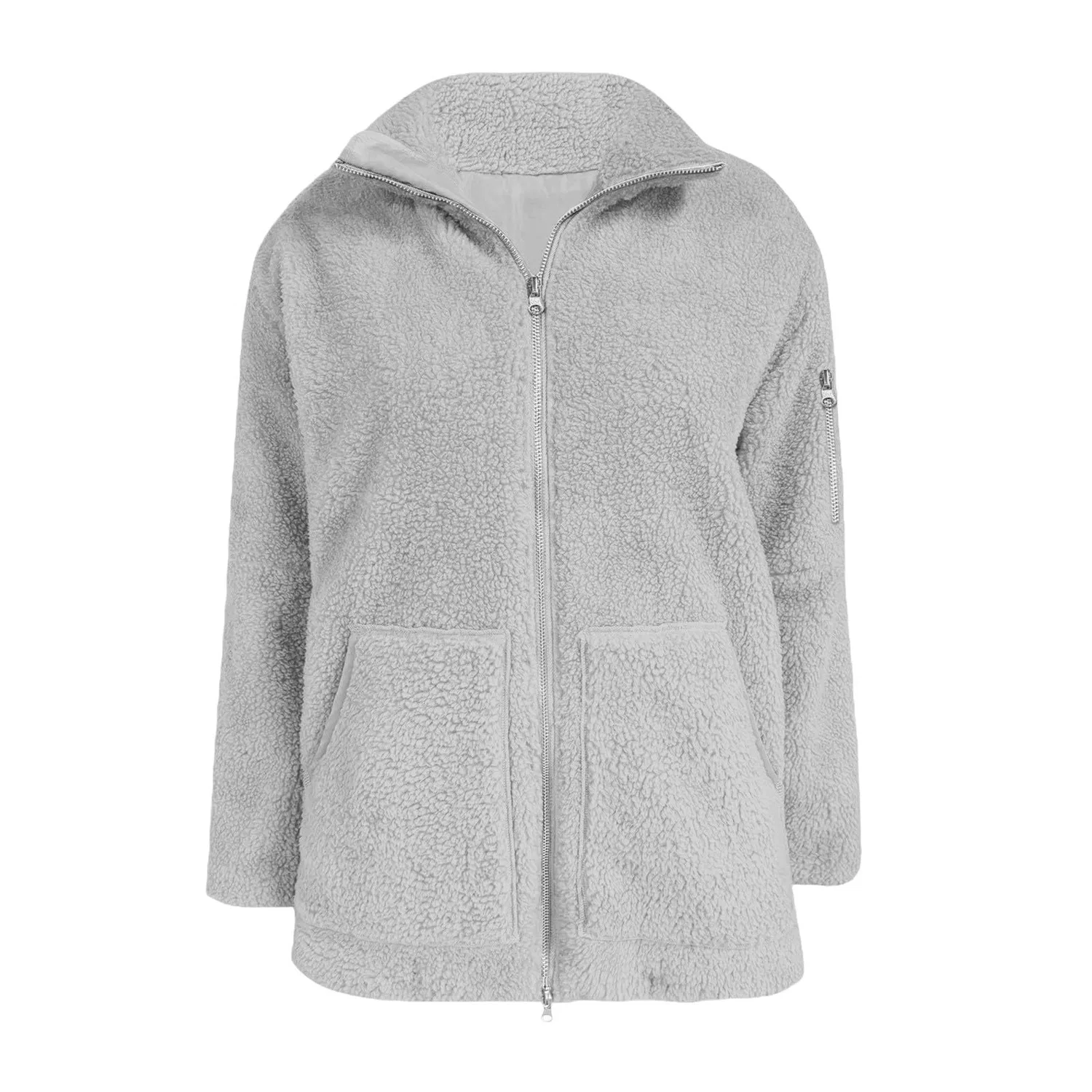 Женская флисовая куртка с принтом Oversized Fleece Jacket, Cenere Chiaro — фото 4