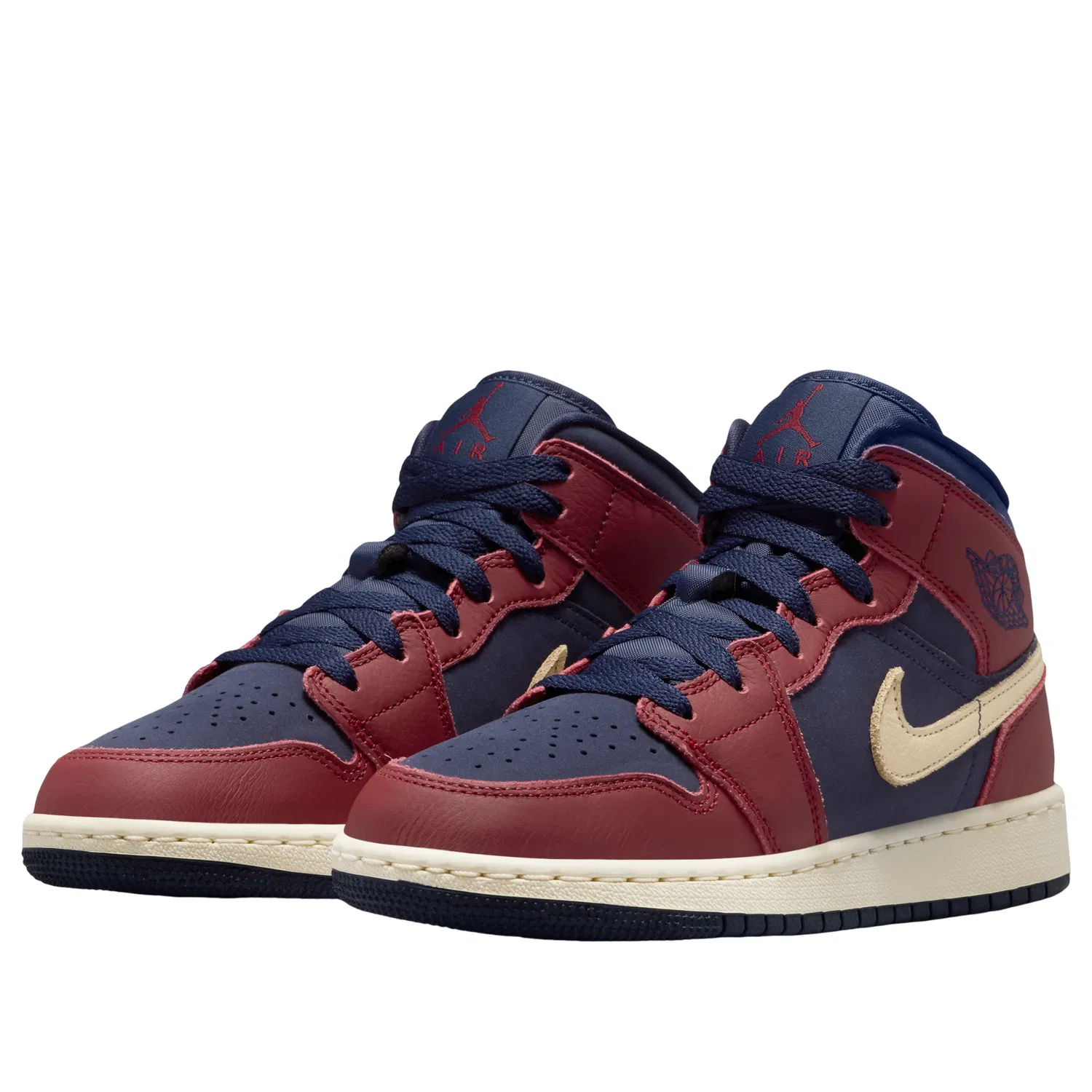 Детские кроссовки с синтетическим верхом Air Jordan 1 Mid SE 'Team Red Pale Vanilla' Jordan, Team Red/Team Red/Pale Ivory/Pale Vanilla — фото 4
