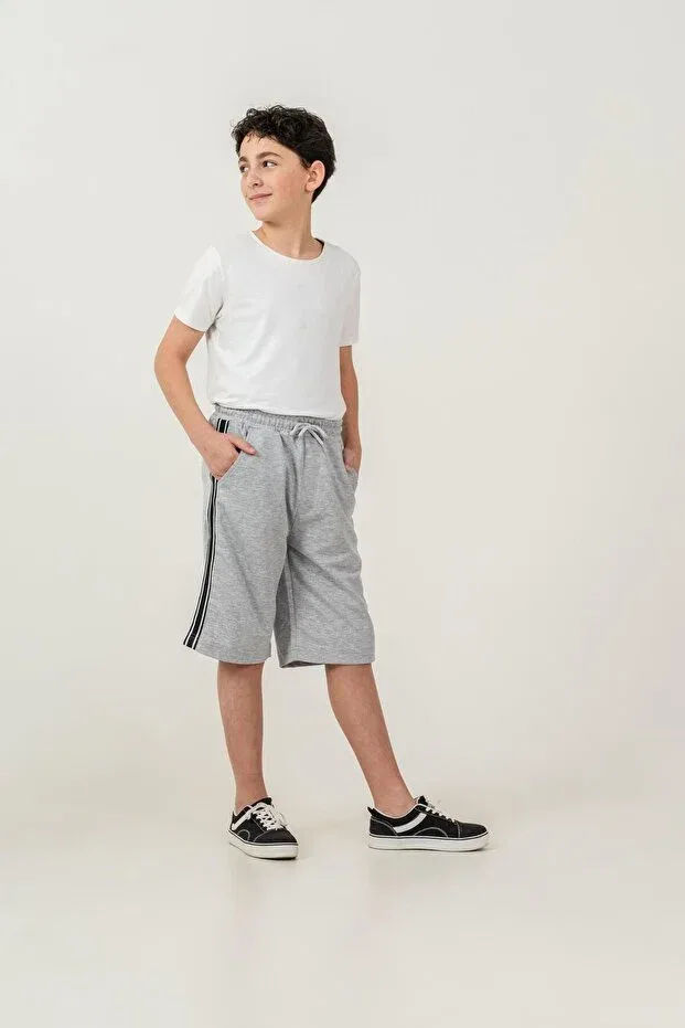 Детские шорты для мальчиков с боковыми полосками Mışıl Kids, Gray — фото 2