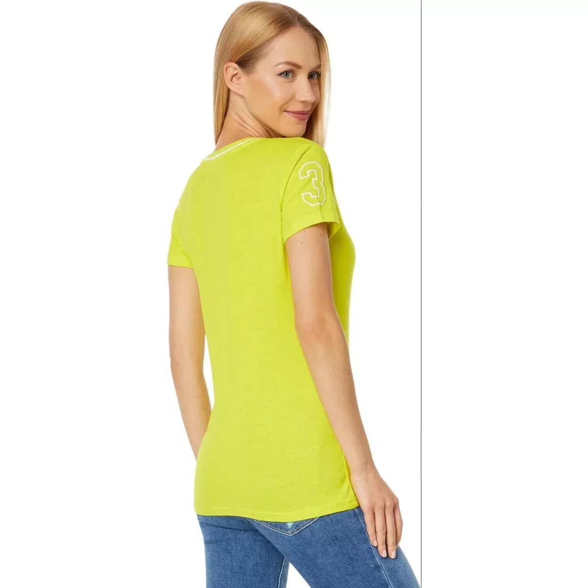 Женская футболка с V-образным вырезом U.S. Polo Assn., Electric Green — фото 3