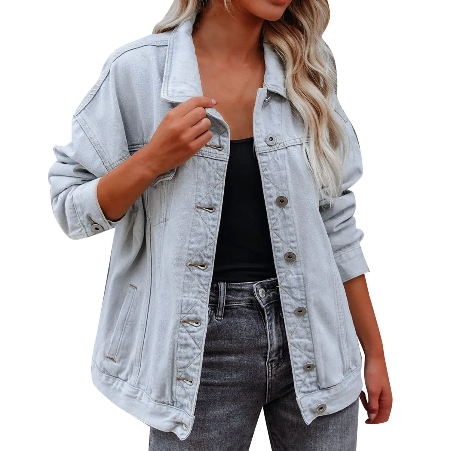 Женская джинсовая куртка с принтом Bright Waisted, A-blue
