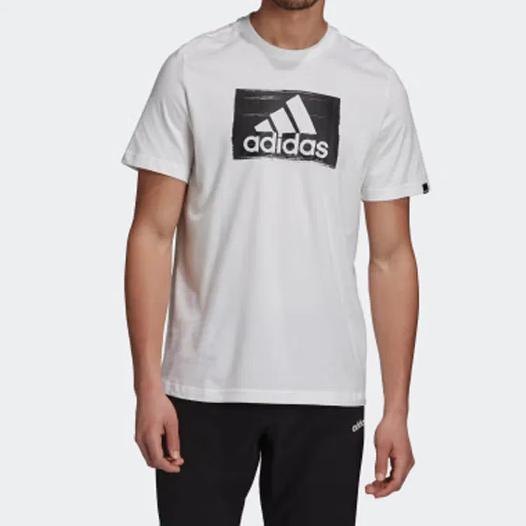 Футболка спортивная с принтом Brushstroke Adidas, белый — фото 2