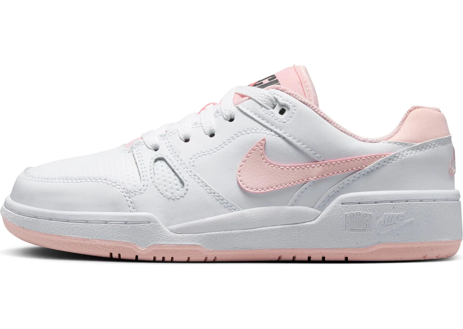Детские кроссовки для мальчиков с кожаным верхом NIKE Full Force Low NIKE, White Echo Pink Bright Mango Black