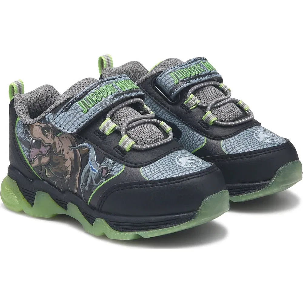 Детские светящиеся кроссовки Jurassic World, Black/Grey/Lime