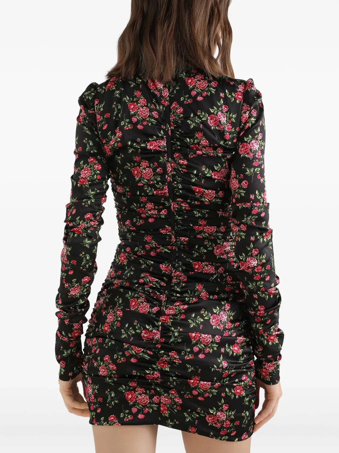 Мини-платье с рюшами и цветочным принтом Dolce & Gabbana, черный — фото 2