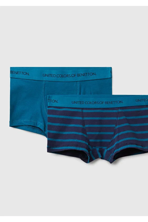 Детский комплект боксеров для мальчиков в полоску United Colors Of Benetton, Navy Blue-Blue