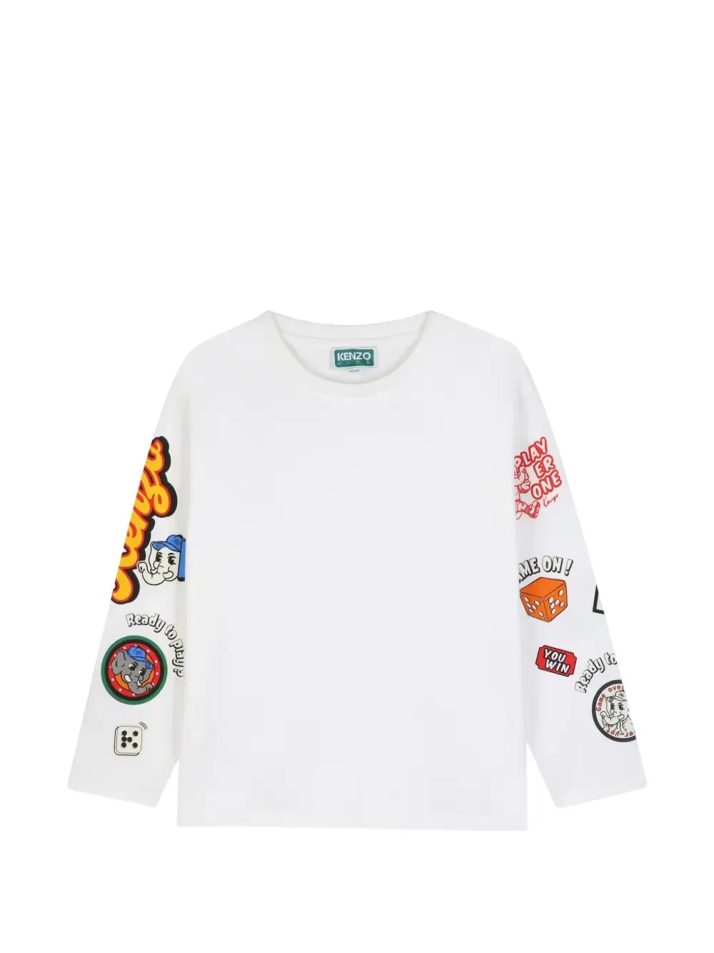 Футболка с длинным рукавом и графическим принтом Kenzo Kids, белый