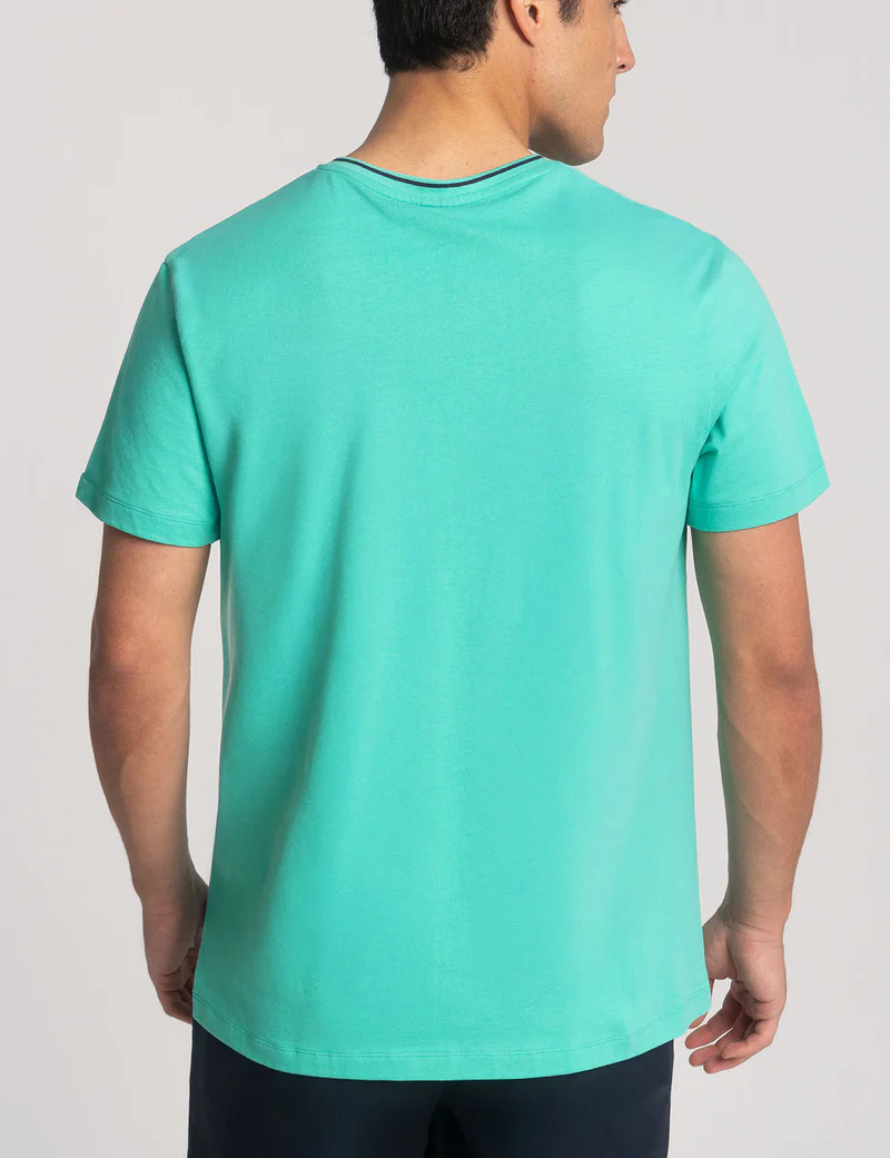 Футболка U.S. Polo Assn Tipped V-Neck Jersey, бирюзовый — фото 4