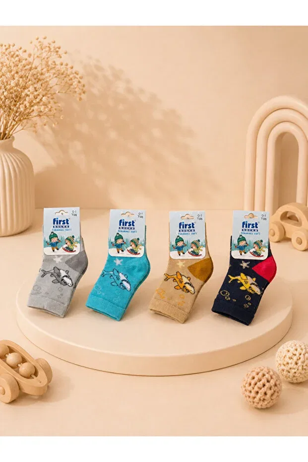 Детские носки для новорожденных с принтом First Socks, Multicolor