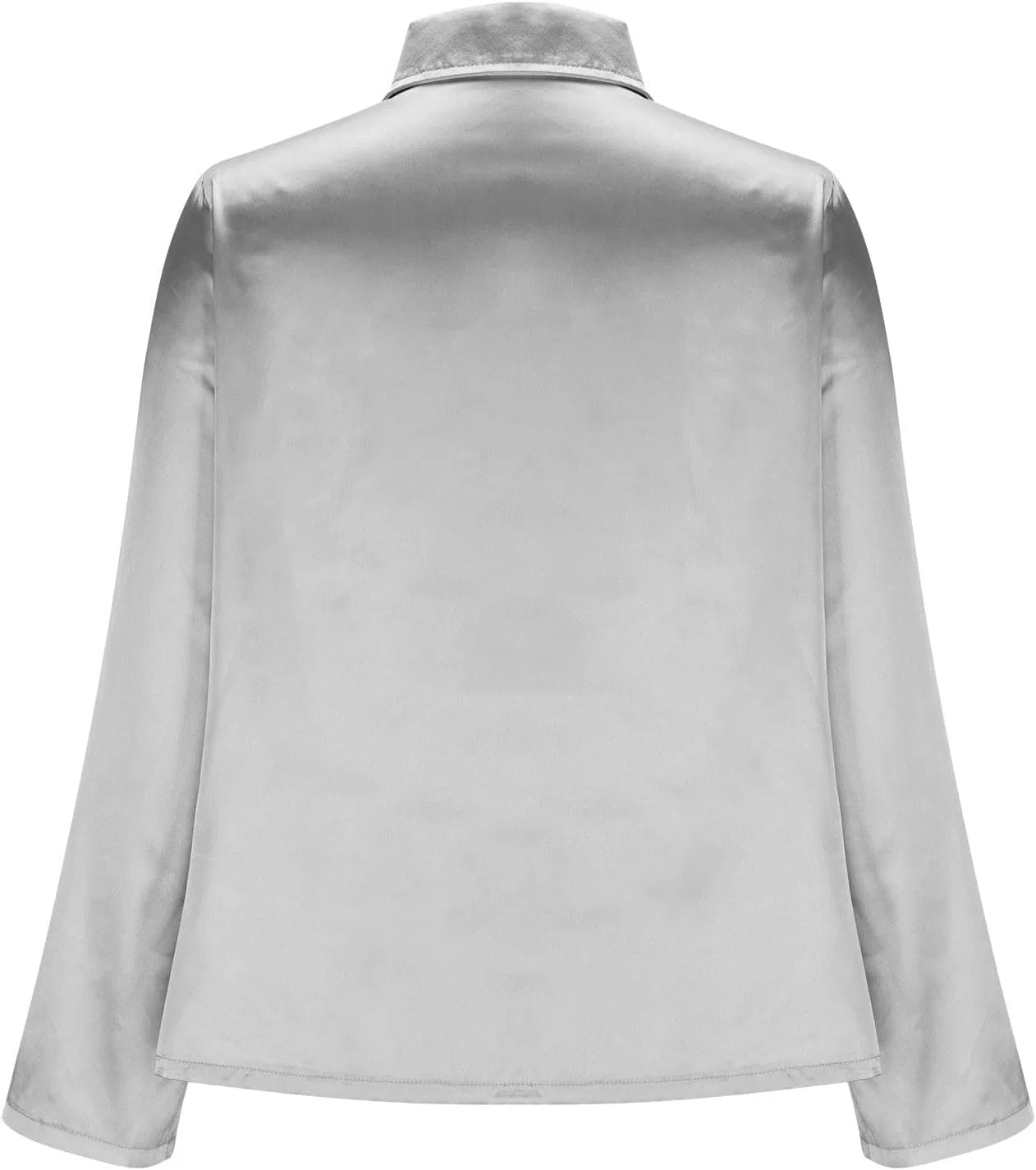 Женская элегантная блуза с драпировкой, Satin Silk, Gray — фото 4