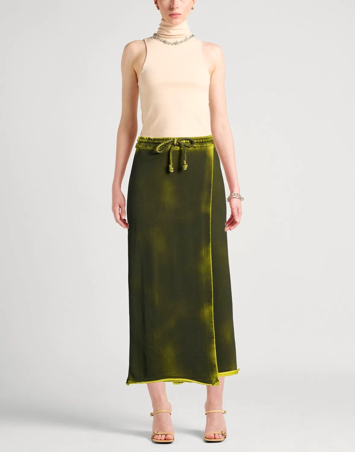 Женская юбка-трапеция с принтом Acne Studios, темно-зеленый — фото 2
