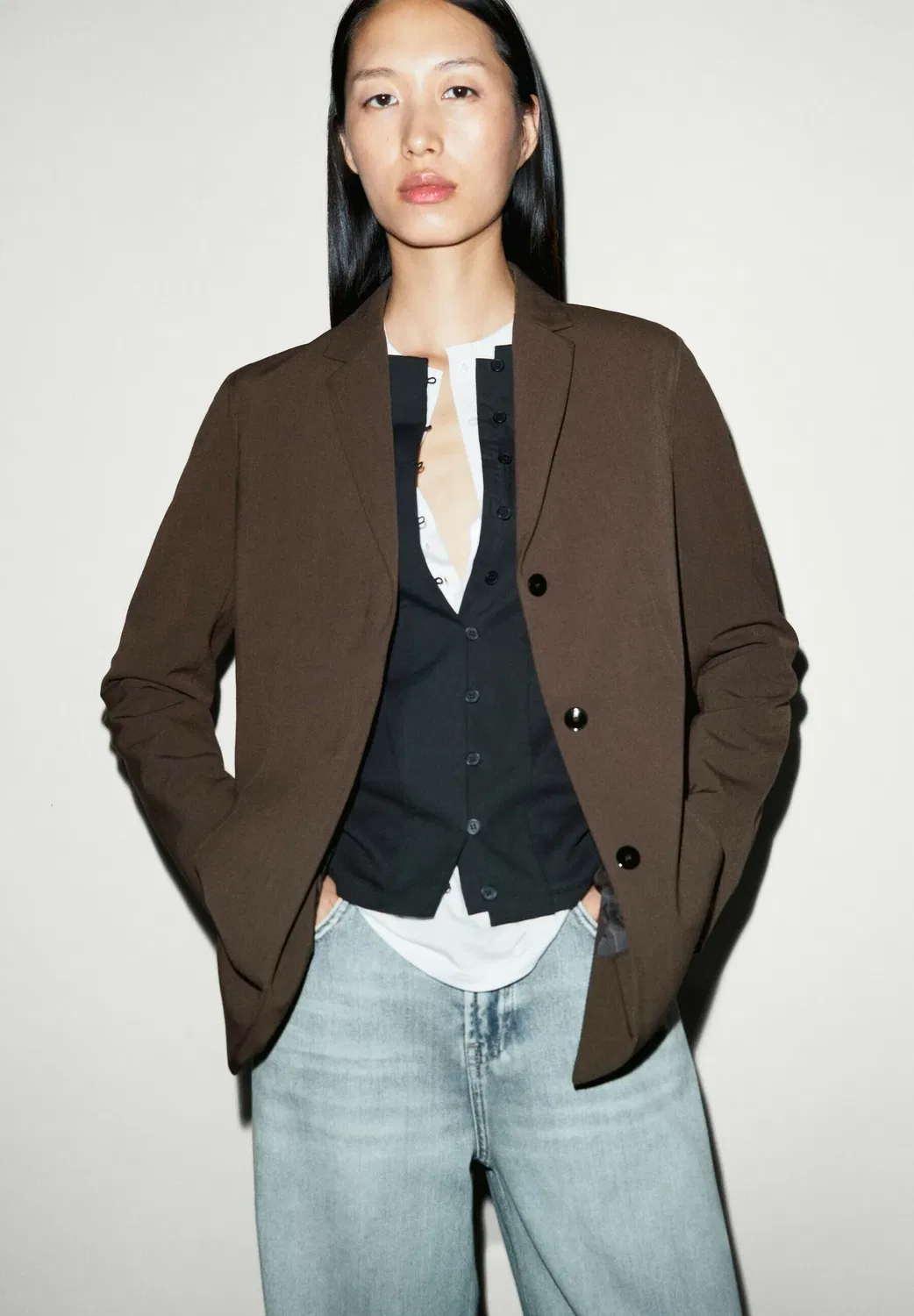 Блейзер Massimo Dutti, Dark Brown — фото 4