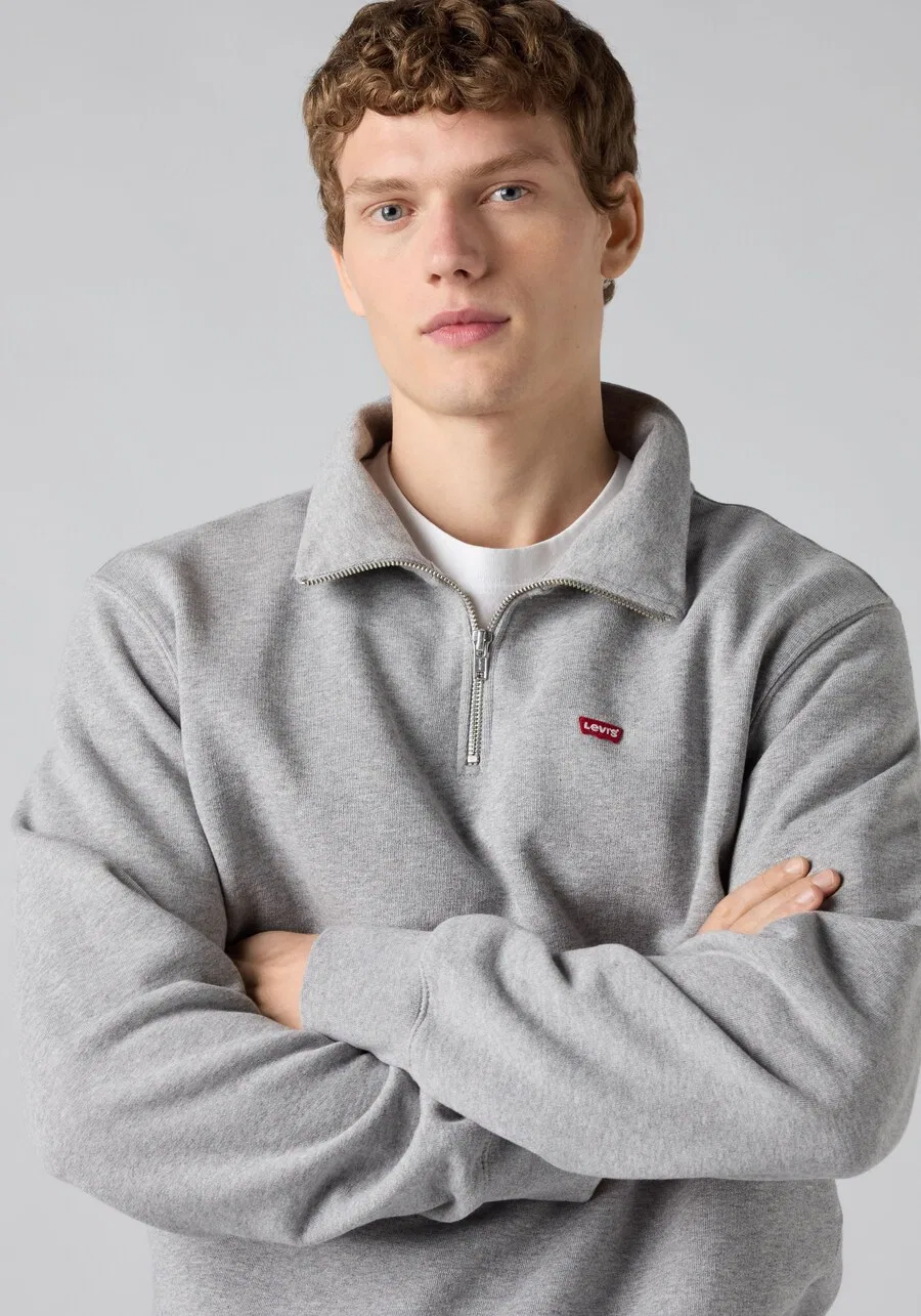 Толстовка LEVI'S 'Original HM 1/4 Zip' светло-серого цвета — фото 3
