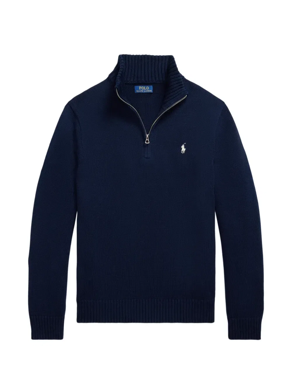 Свитер с молнией до горла и вышивкой пони Polo Ralph Lauren, синий
