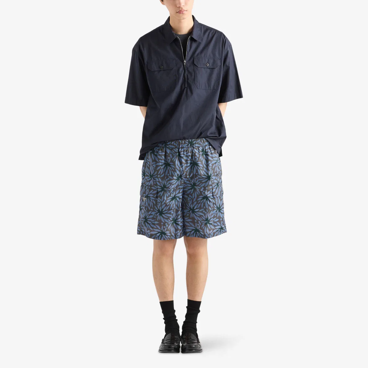 Плавки из нейлона с цветочным принтом Re-nylon Prada, серый — фото 2