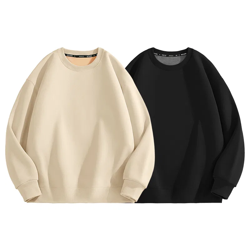 Детский свитшот с начесом MINISO, Цвет Khaki Solid Color+Black Solid Color