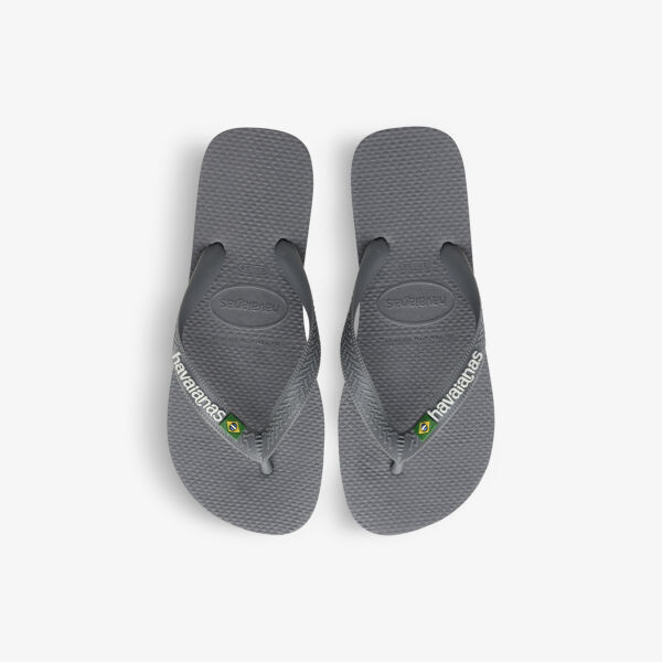 Резиновые шлепанцы с тисненым логотипом Бразилии Havaianas, серый — фото 2