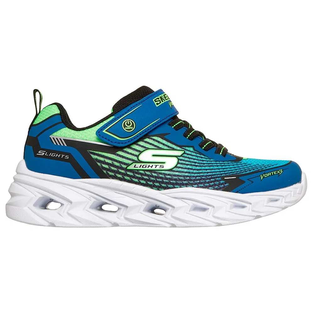 Детские кроссовки для мальчиков с подсветкой Skechers Vortex 3.0, Black Blue Lime