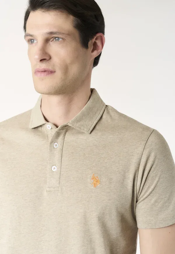 Поло из хлопка Polo shirt U.S. Polo Assn., Beige, бежевый — фото 4