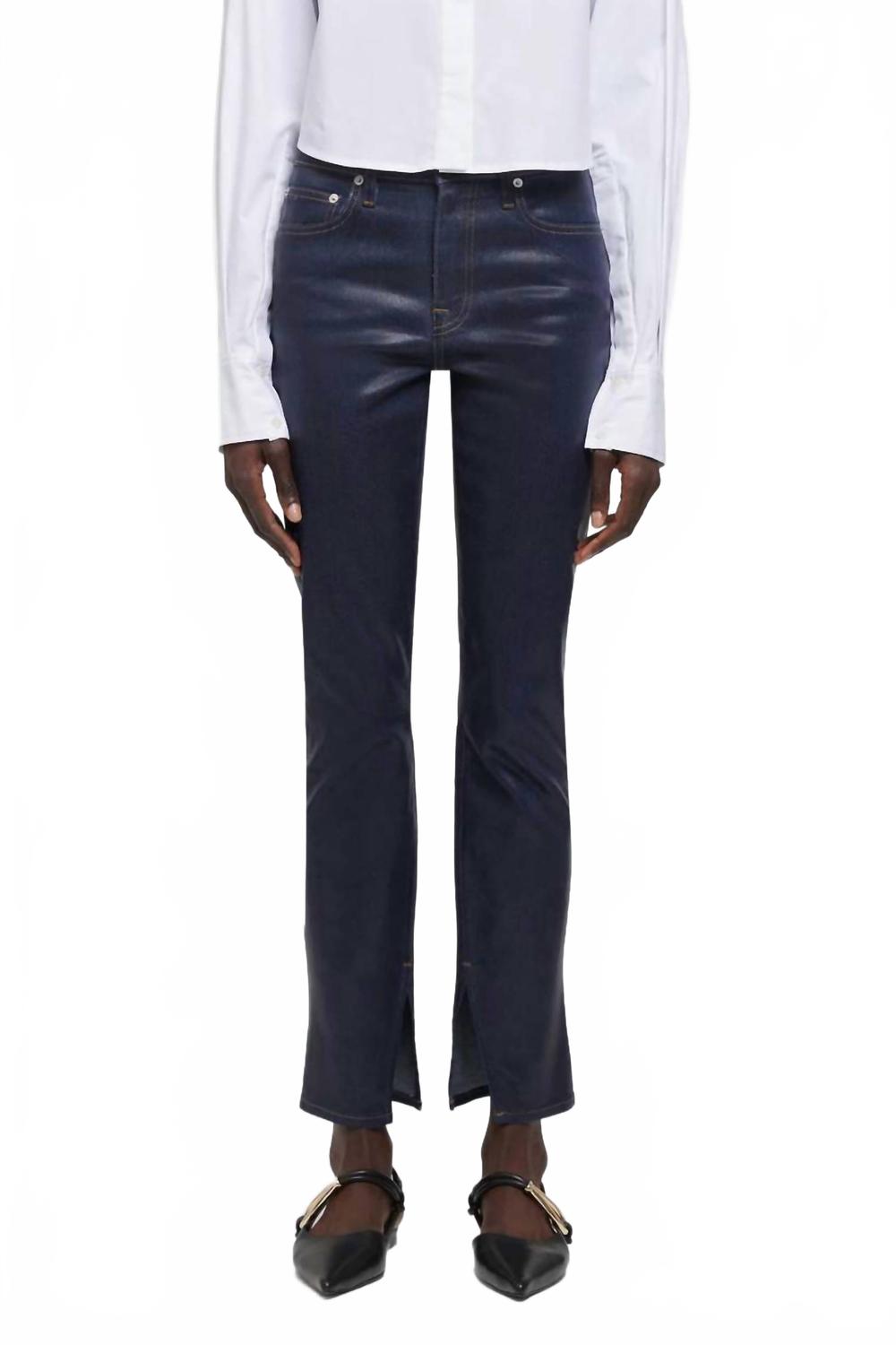 

Рэй Узкие джинсы с завышенной талией в глянцевом индиго JONATHAN SIMKHAI