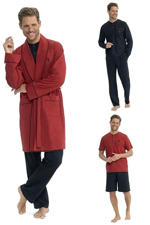 Мужской комплект пижам с длинным рукавом U.S. Polo Assn., Burgundy